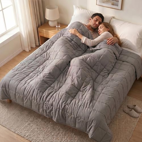 Image of California King Size Weighted Blanket for Adults - 25lbs 78 inch x 85 inch Cooling Heavy Blankets for All-Season Sleeping, Soft & Breathable with Premium Glass Beads, Machine Washable