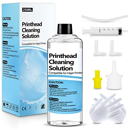 250ml Kit de Nettoyage des têtes d'impression d'encre, Solution Nettoyant d'imprimante, Nettoyeur de buse Compatible avec Epson HP Canon Brother Inkjet Imprimante