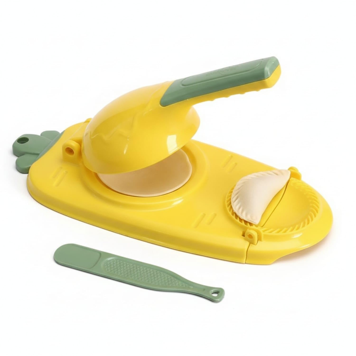 Handheld Dumpling Wrapper Press Mold Plastic Dumpling Crimping Mold with Scraper Pastry Skin Press Hinged, Bright Yellow-image-25