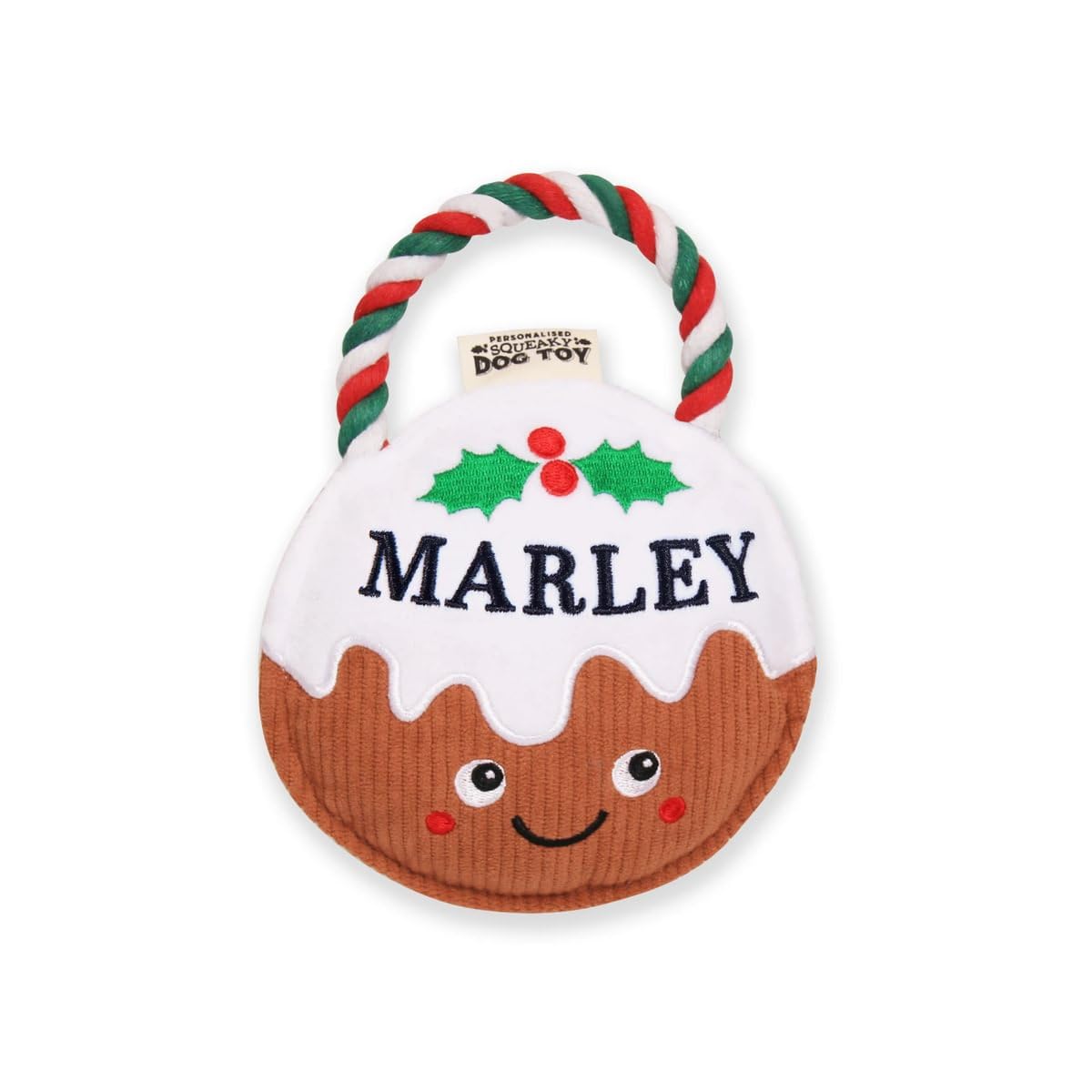 History & Heraldry Personalised Christmas Pudding Dog Toy (Marley)