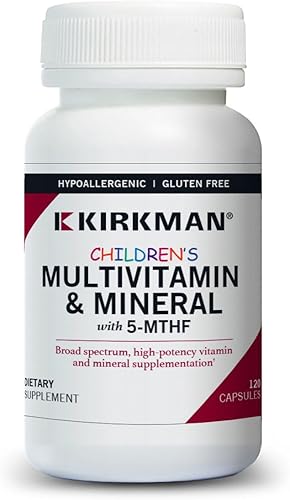 Kirkman - Multivitamínico y mineral para niños 120 cápsulas con 5-MTHF potente suplemento vitaminamineral de amplio espectro hipoalergénico