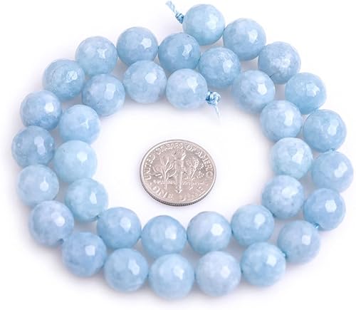 Miniatura 6 de JOE FOREMAN Cuentas de piedra natural redondas de jade de color aguamarina facetadas de 0.236in para hacer joyas, hebra de cuentas de 15 pulgadas,