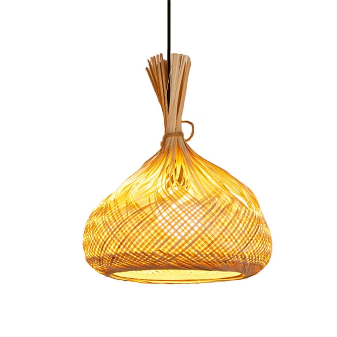 SHUANGZ Boho Hand-Woven Wicker Pendant Light Natural Coastal Hanging Light Modern Japanese Tearoom/Farmhouse Hanging Lamp Fixtures for Dining Room Kitchen Island Bedroom Living Room, E26