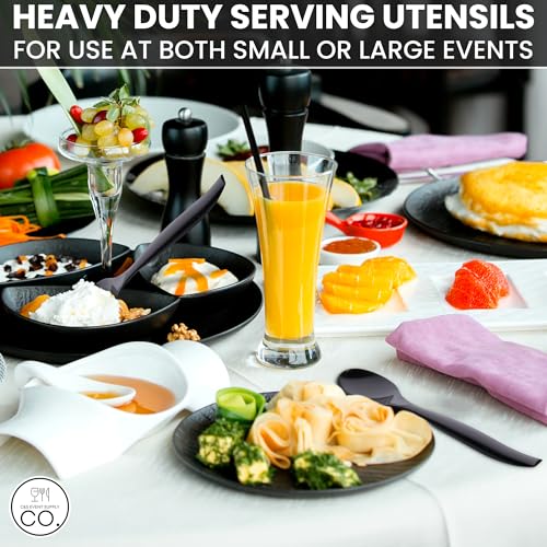 C&S Event Supply Co. 10" Plastic Serving Utensils, Disposable Plastic Serving Spoons, Reusable, Disposable, For Weddings, Catering, Buffets, Parties and Events, Bulk 12 Pack - Black - Image 6