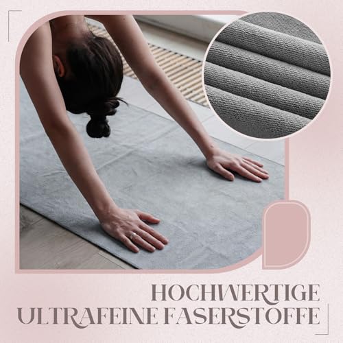 Serviette de yoga microfibre avec sac de transport gris - 5