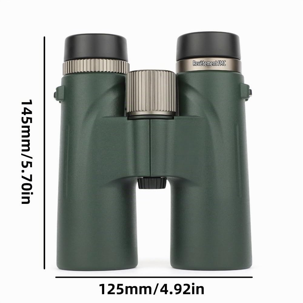 Warmax Binoculars Jumelles 12 x 42 HD - Imperméables et Haute Performance - Vision Nocturne Basse Lumière - Idéales pour l'Observation des Oiseaux, Randonnée, Chasse et Tourisme - Vert Foncé