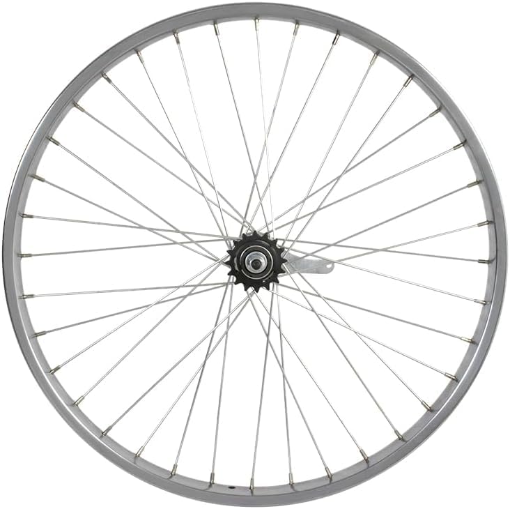 PRO+ 12G 36H Heavy Duty Steel Bicycle Wheel 26 x 2.125 Chrome Coaster Rear | 36 Spoke Cruiser Bike Wheel Replacement Alloy Steel Rim Silver
