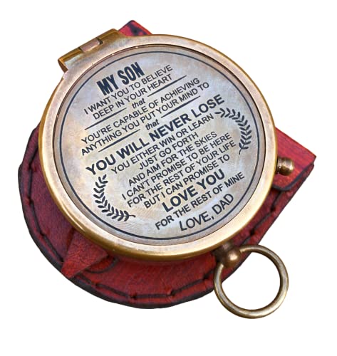 Brújula de latón personalizada para hijo, grabable miniatura 1