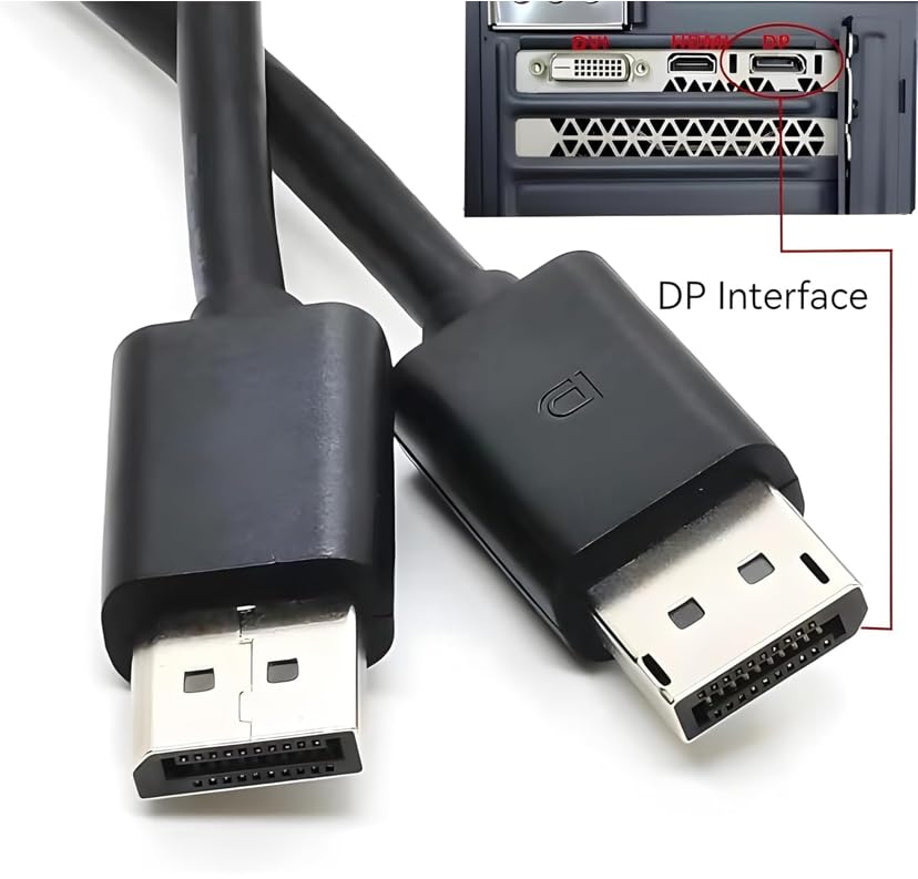 Image of GANIX 4K Resolution Display port 1.4 DP to DP Display port Cable for Monitor, Personal Computer, Laptop, Projector 6 ft (Black, 1.8m)