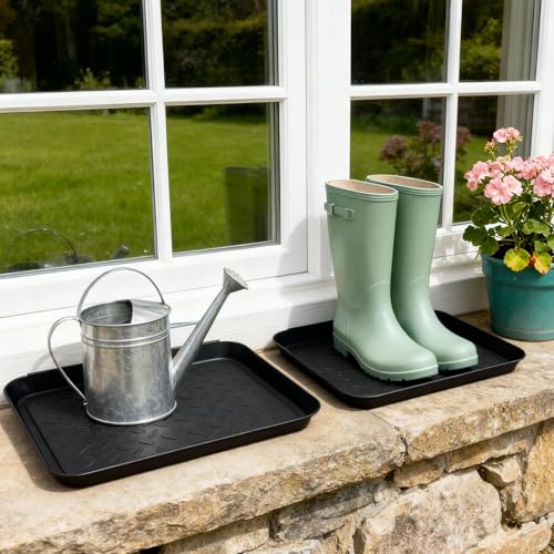 QUIIEOSKIA 3 Stück Schuhabtropfschale, Schuhwanne aus Kunststoff, Schuhmatte Abtropfwanne 35 x 27 x 3 cm, für schmutzige und nasse Schuhe, Hundefuttermatte,Gummistiefel, Schlammschaufe