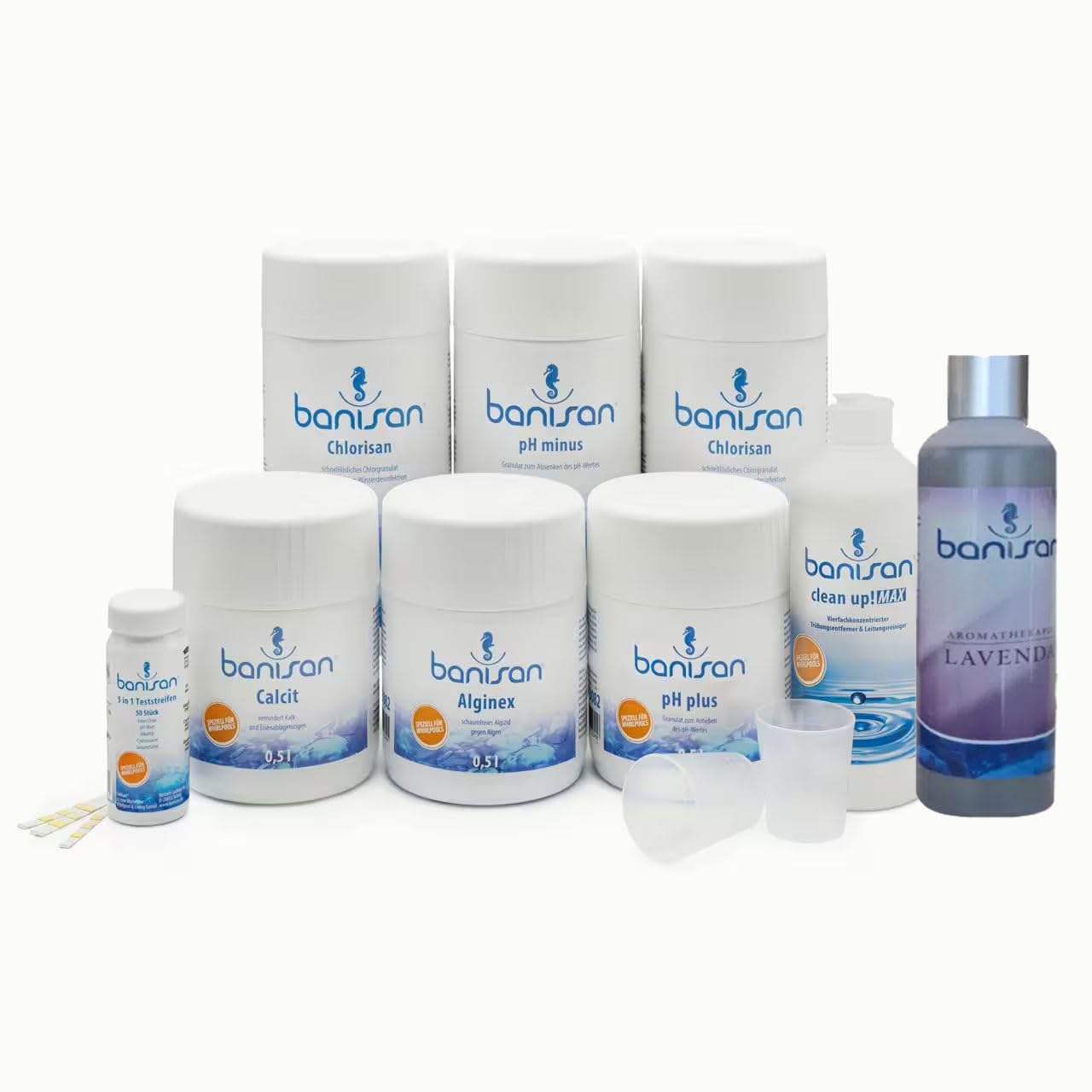 11 teiliges Wasserpflege-Set - Wasserpflege Set für Whirlpool (Badezusatz:Lavender)