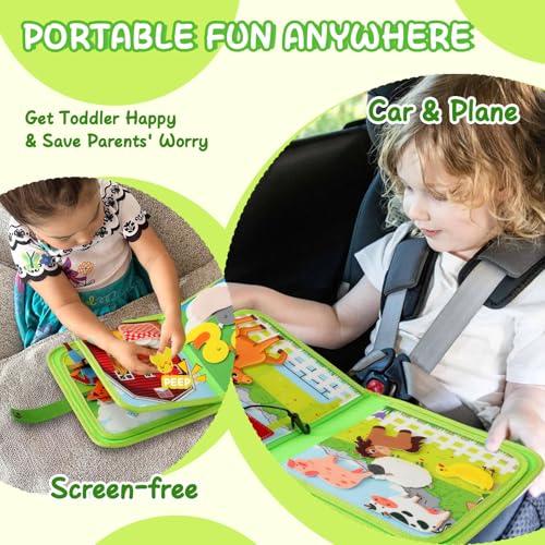Lzcjen Montessori Baby Busy Book for Toddlers 1 2 3 4 Year Old,Quiet Book for Toddlers 1 2 3 4,Trave