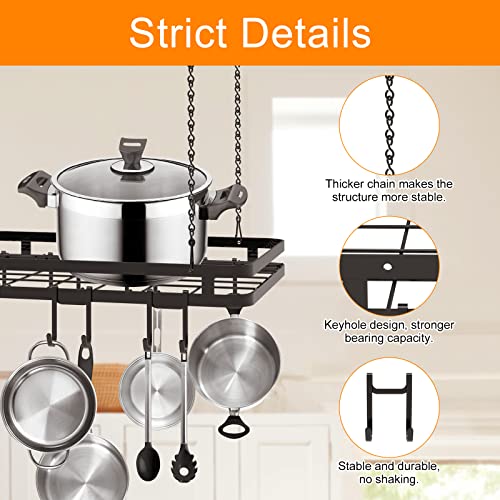 Amtiw 31.5 Inches Ceiling Pot Rack And Pan Rack For Ceiling With 12 Hooks, Storage Rack Multi-Purpose Organizer For Kitchen Organization, Home, Restaurant, Kitchen Cookware #TOP3