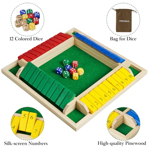 Shut The Box juego de dados clásico madera 12 pulgadas miniatura 3