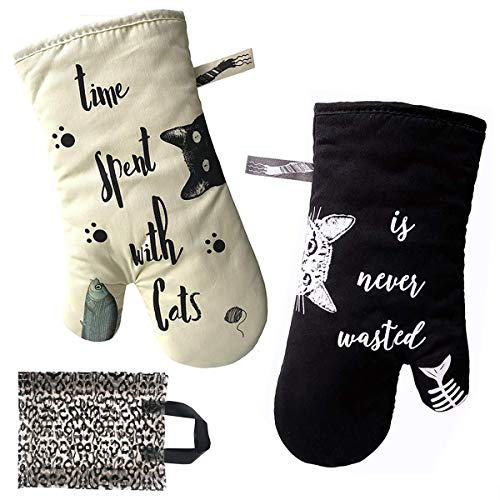 Warome Oven Mitts - Heat Resistant up to 464 °F Thick Cotton Kitchen