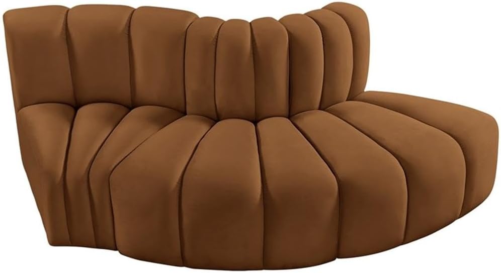 BOWERY HILL Contemporary Modular Sectional Sofa, 77" W x 37" D x 30" H, Saddle Velvet Upholstery, Deep Channel Tufting, Versatile Living Room Furniture, Attachment Latch for Custom Configurations