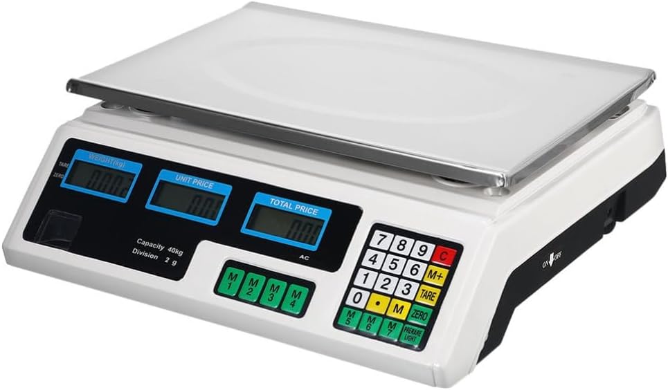40kg Electronic Pricing Scale for Supermarkets & Home Use - Stainless Steel, Easy-to-Read LCD Display, Durable Plastic Design