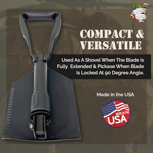 2 Piece Military Grade Entrenching Tool Set – Tri Fold Metal Alloy Folding Camping Shovel w/Plastic Etool Carrier – Compact, Multipurpose Collapsible Shovel – Survival Gear for Outdoor Enthusiasts - Image 5