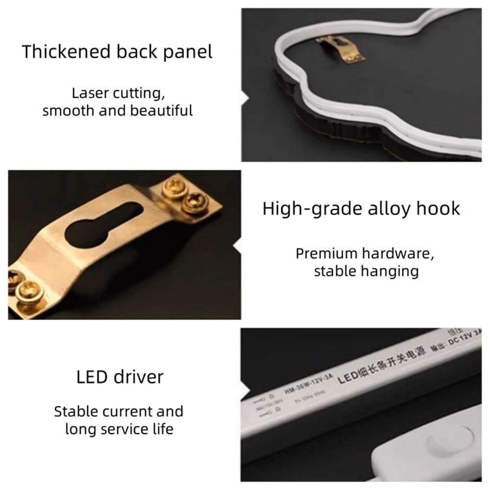 Cuadro de Pared con visión 3D y Luces, Moderno Cuadro Colgante, con Fuente de alimentación enchufable y LED de Alivio, decoración de Pared Grande para Dormitorio y Sala de Estar (A