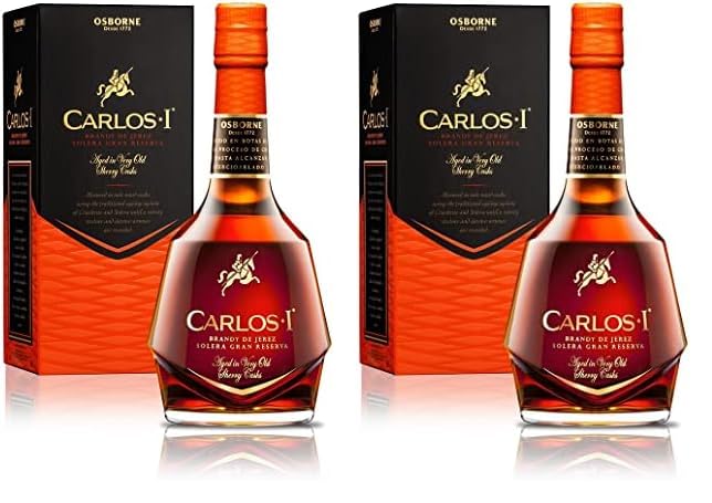 CARLOS I Brandy aus Jerez Solera Gran Reserva | Hergestellt aus Trauben nach dem Criadera- und Solera-Verfahren und gereift in alten Jerez-Fässern. Alkoholgehalt: 40%. Flasche: 70 cl. (Packung mit 2)