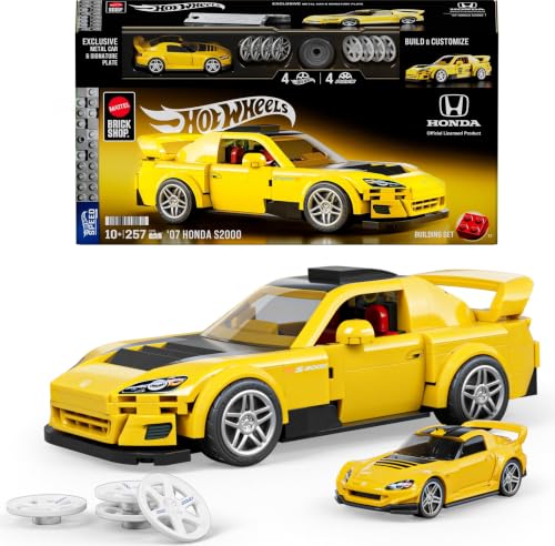 Mattel Brick Shop Hot Wheels Speed Series Building Set 07 Honda S2000 with 257 Pieces Realistic Details and Custom Decals Adult Collectors and Kids Ages 10+