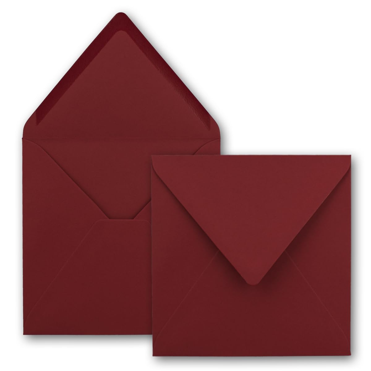 FarbenFroh Square Envelopes in Dark Red (Red) - 15.5 x 15.5 cm - without Window with Wet Adhesive - 110 g/m² - For Invitation Cards for Weddings, Birthdays and More - Pack of 100