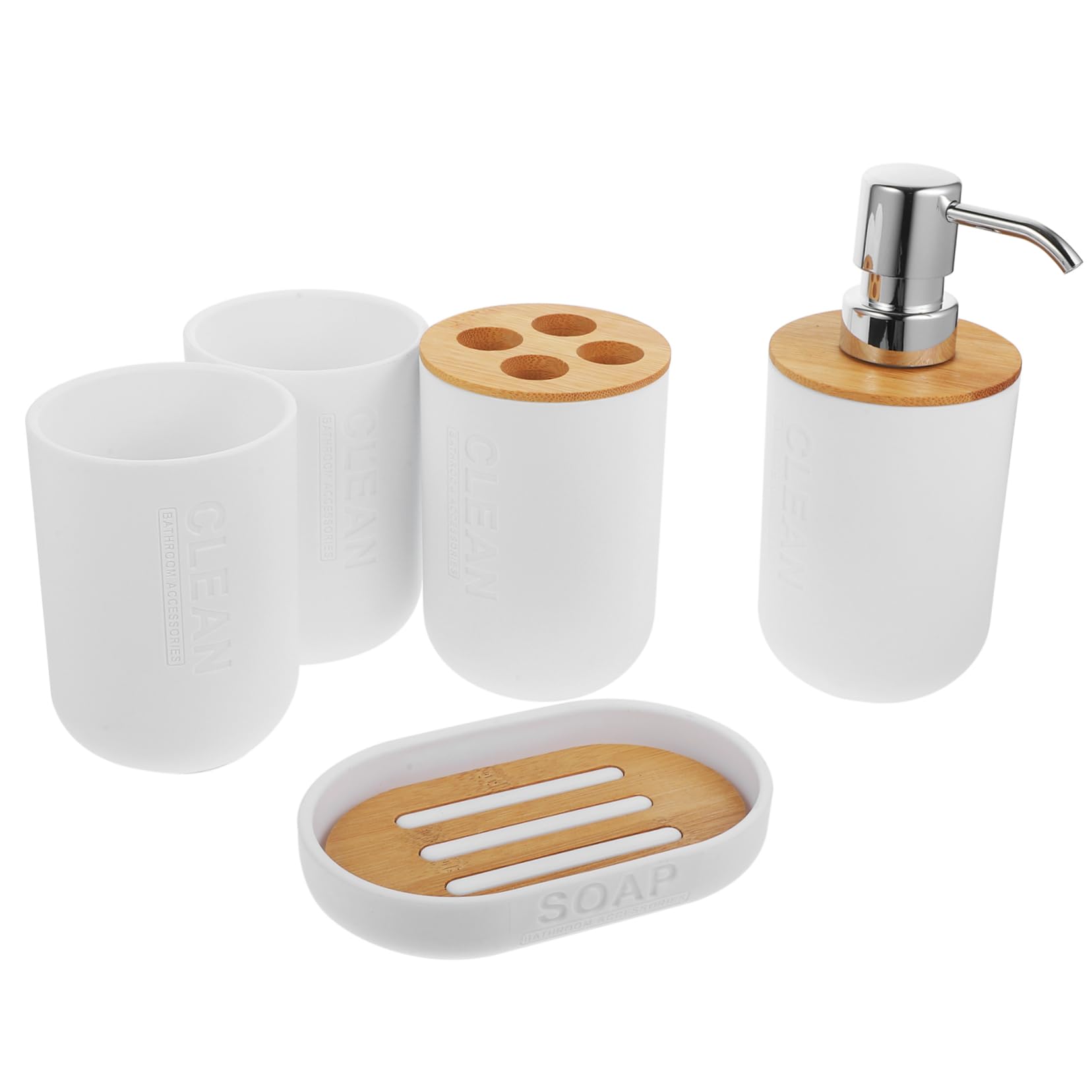 Mobestech Accesorios Baño Completo Dispensador Jabón Soporte Cepillo Vaso Jabonera Compacto Duradero