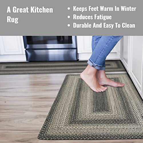 Homespice Flint Hill Gray Braided Rugs 20X30 Kitchen Rugs Or Primitive Bathroom Rugs #TOP2