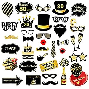 Requisiten lustige Photo Bronzieren Foto Requisiten 80 Geburtstag Photobooth Requisiten Requisiten, 35-teiliges DIY-Kit…