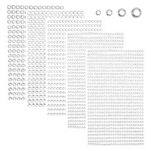 Glitzersteine Selbstklebend,2542 Stück Strasssteine Selbstklebend,3/4/5/6mm Glitzersteine zum Basteln,Runde Sticker Glitzer,Schmucksteine zum Aufkleben für Handwerke,Gesichter,Nägel Deko(Silber)