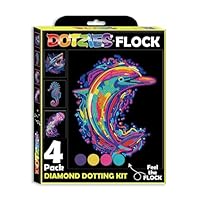 DIAMOND DOTZ DOTZIES 2594445 Original 5D Diamond Painting Set, Neon Meerestiere, 4 bunte Diamant-Bilder mit Flock, Dotting-Kit für Kinder ab 6 Jahren, Beginner