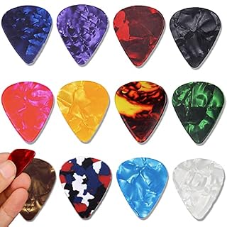 12 Pcs Médiators en Celluloïd,Médiators pour guitare acoustique,4 épaisseurs différentes – 0,46/0,71/0,96/1,2 mm… - Les Beatles, Paul McCartney, John Lennon, RIngo Starr, George Harrison