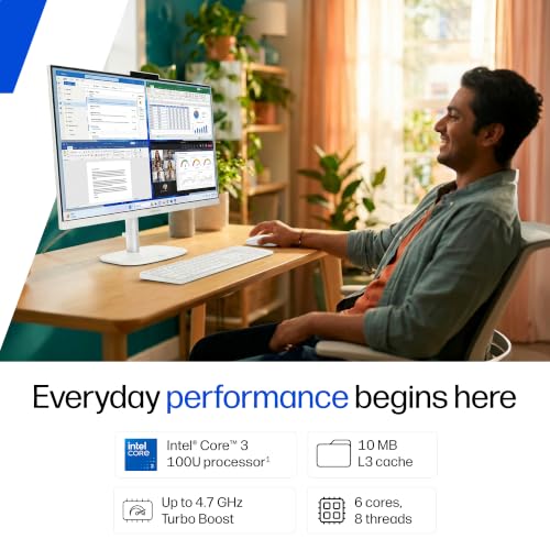 Image of HP OmniStudio All-in-One, Intel Core 3 (i3 14th gen), (8GB DDR5, 512GB SSD) FHD, IPS, Anti-Glare, 23.8''(60.5cm), Win 11, Office 24, Cotton White, 4.98kg, Dual 3 W Speakers, FHD IR Camera, 24-cu0561in