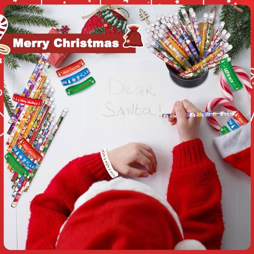 Set de 48 lápices navideños con borrador y pulseras miniatura 6