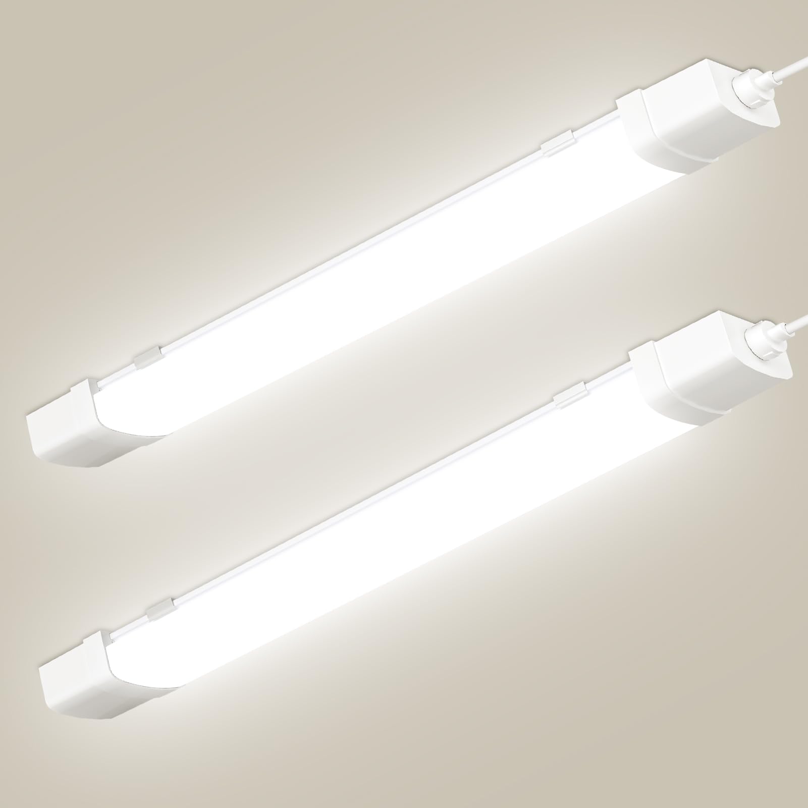 Regleta LED con detector de movimiento, 30 W, 3200 lm, neón LED, blanco neutro 4500 K, impermeable IP65, techo para garaje, almacén, taller, oficina - 2 unidades