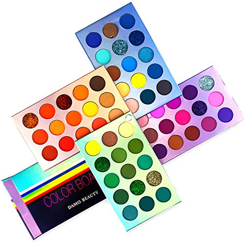 60 Colors Eyeshadow Palette, 4 in 1 Makeup Palette Set, High Pigmented Makeup, Palette Matte And Shimmer Colors Eyeshadow Palette,which are waterproof and sweat-proof Eyeshadow Palette