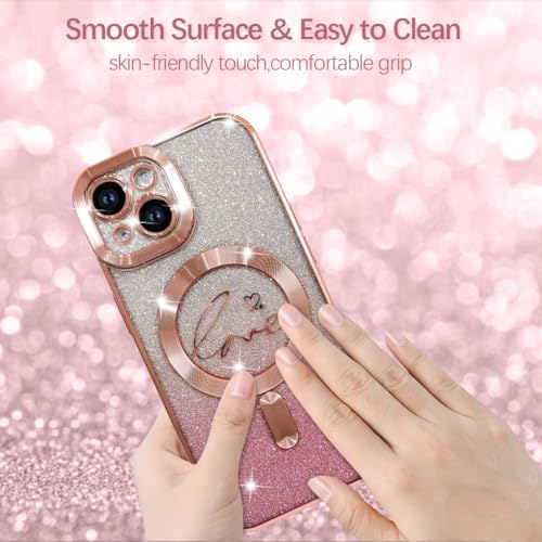 Image of ZIYE Magnetic Case Designed for iPhone 15 Glitter Case-Pink