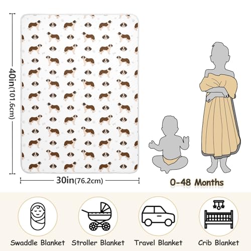 Image of Dog St Bernard Cute Baby Swaddle Blanket for Boys and Girls, Muslin Baby Receiving Swaddle Blanket, Soft Cotton Nursery Swaddling Blankets for Newborn Toddler Infant