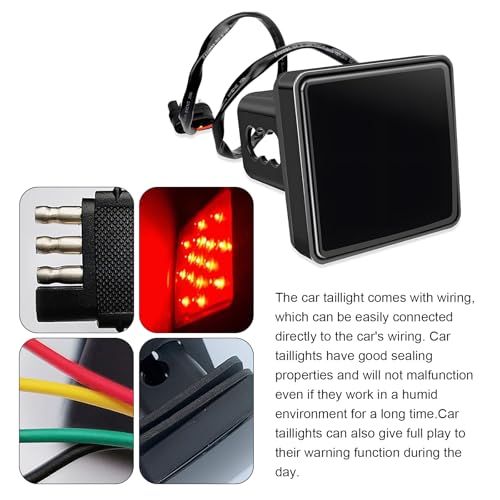 Image of 1 PC Trailer Hitch Light, Super Bright Towing Hitch Light, Waterproof Square LED Brake Lamp, Universal Trailer Accessories for Towing Truck SUV (Red)