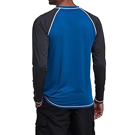 Men\'s Long Sleeve Swim Shirts Rashguard UPF 50+ UV Sun Protection Shirt Athletic Workout Running Hiking T-Shirt Swimwear Peacock Blue+Charcoal Gray XL