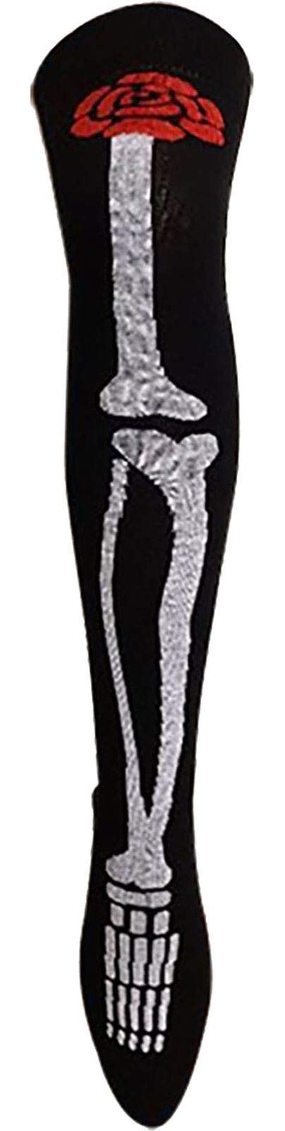 Womens Stripe Over The Knee High Socks Ladies Printed Fancy OTK Casual Socks Skeleton Print 1 Pack