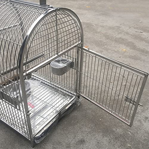 Klatki Dla Ptaków Papuga Stal Nierdzewna Klatka Dla Ptaków Duża Luksusowa Metalowa Klatka Hodowlana Dla Ptaków Podróż Duże Akcesoria Dla Gołębi, Srebrny