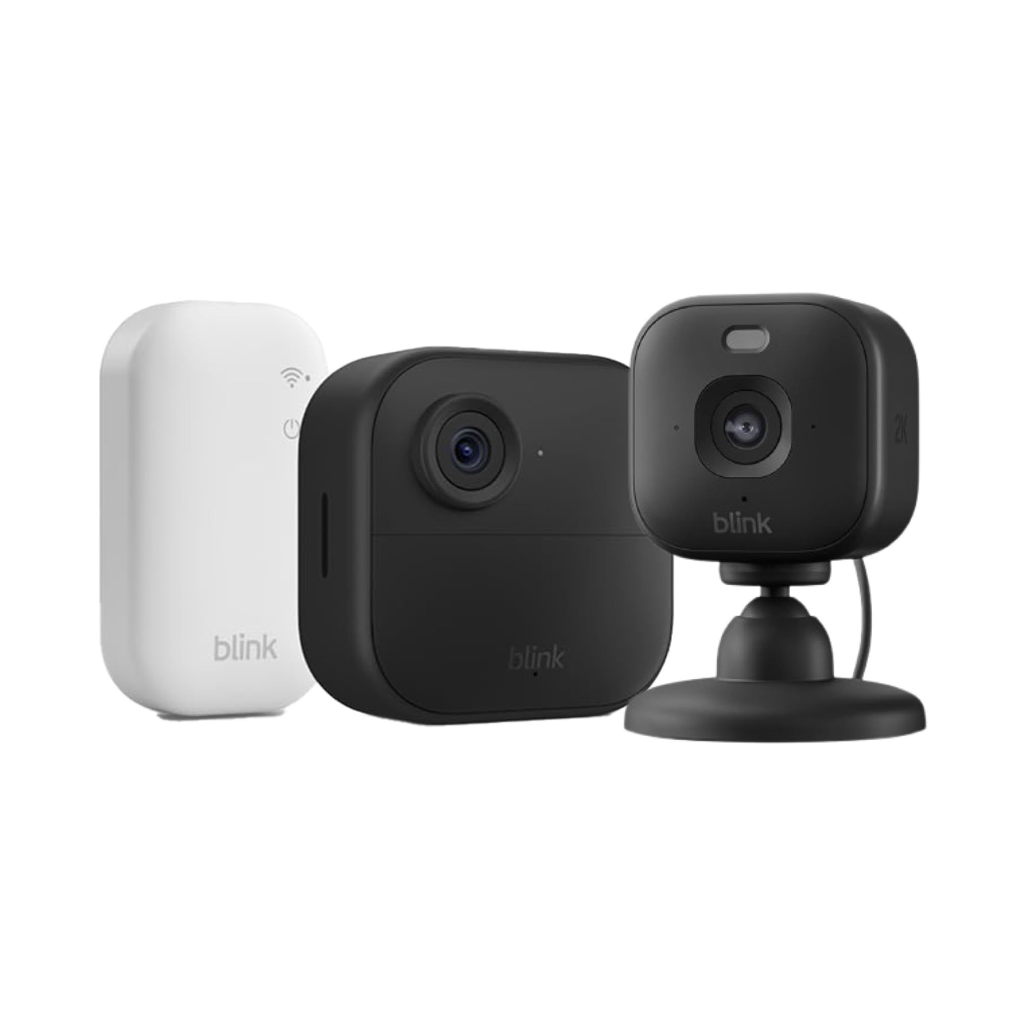 Blink-Kamera Outdoor 4 + Blink Mini 2K+ Schwarz (neueste Generation)| Kabellose intelligente HD-Sicherheitskamera, zwei Jahre Batterielaufzeit | 1-Kamera-System mit enthaltenem Sync Module Core | IP65