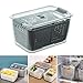 Easnea 3-in-1 Fridge Drainage Storage Organizer, Multifunctional Storage Box Fresh-Keeping Box Wash Fruit and Vegetable Drain Basket for Kitchen - gray