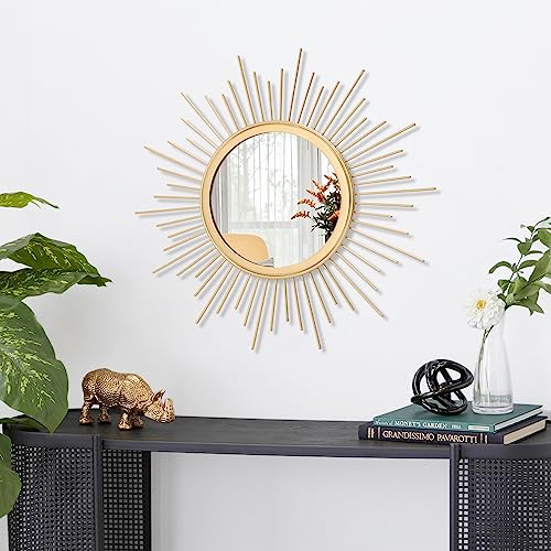 Gold Sunburst Mirrors for Wall Decorative Metal Round Art Mirrors Large Wall Decor Hanging Mirror for Bathroom Bedroom Living Room Vanity Entryway 16" - Image 3