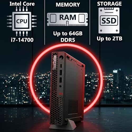Image of Oemgenuine Lenovo ThinkStation P3 Tiny Workstation Intel i7-14700, Customized Computer, 16GB / 32GB / 64GB RAM DDR5, 512GB / 1TB / 2TB SSD, WiFi 6 + BT, RJ-45, DP Port, HDMI, Win 11 Pro - Black