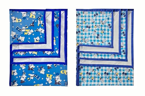 Image of EcoSoft Plastic Sheet,PVC Sheet for Kids,Rubber Sheet for Babies,Bed Wetting Protector(90 x 135 cm) (Blue Alphabet & Blue Baby Bottle)