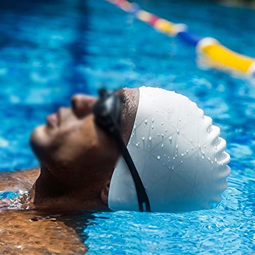 Gorro de natación 3D elástico profesional de gel de sílice, impermeable, protección auditiva, para adultos, hombres y mujeres, pelo largo, cubierta para piscina