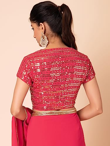 Image of Indya Women's Georgette Embellished Short Sleeve Regular Fit Blouse Pack of 1