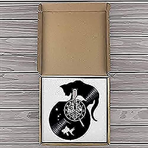 Horloge murale chat et bocal poisson silencieuse Kittenative à chiffres arabes